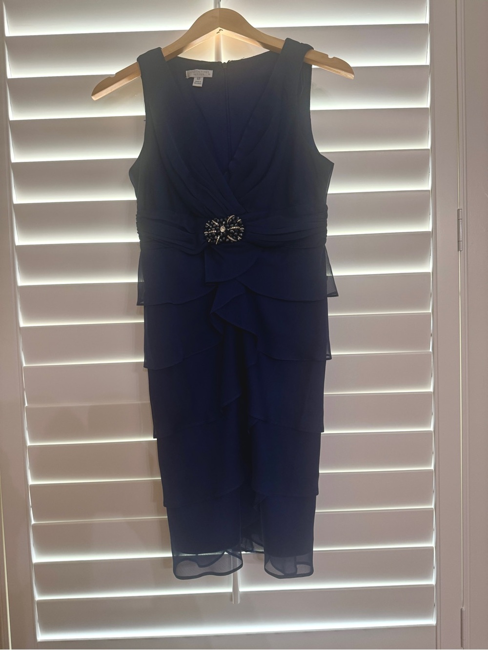 London Times layered navy cocktail dress